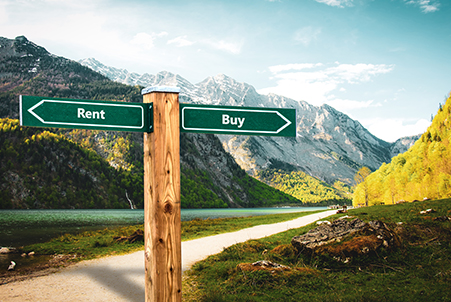 rent and buy road signs with mountain in background