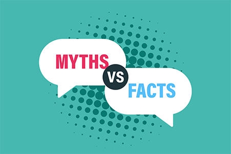 myths vs facts stock image