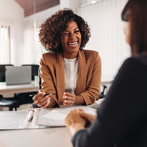 woman at work smiling